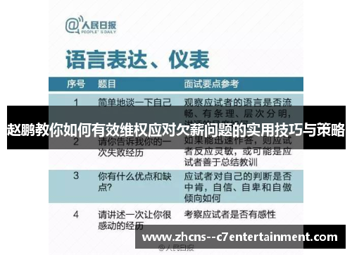 赵鹏教你如何有效维权应对欠薪问题的实用技巧与策略