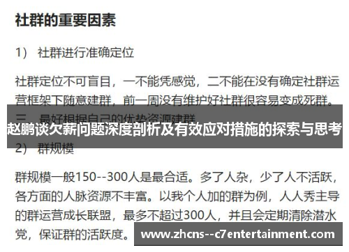 赵鹏谈欠薪问题深度剖析及有效应对措施的探索与思考